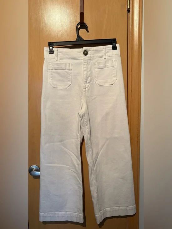 The Colette Crop Wide-Leg Jeans by Maeve White Size 29 Front Pockets EUC - Picture 6 of 13